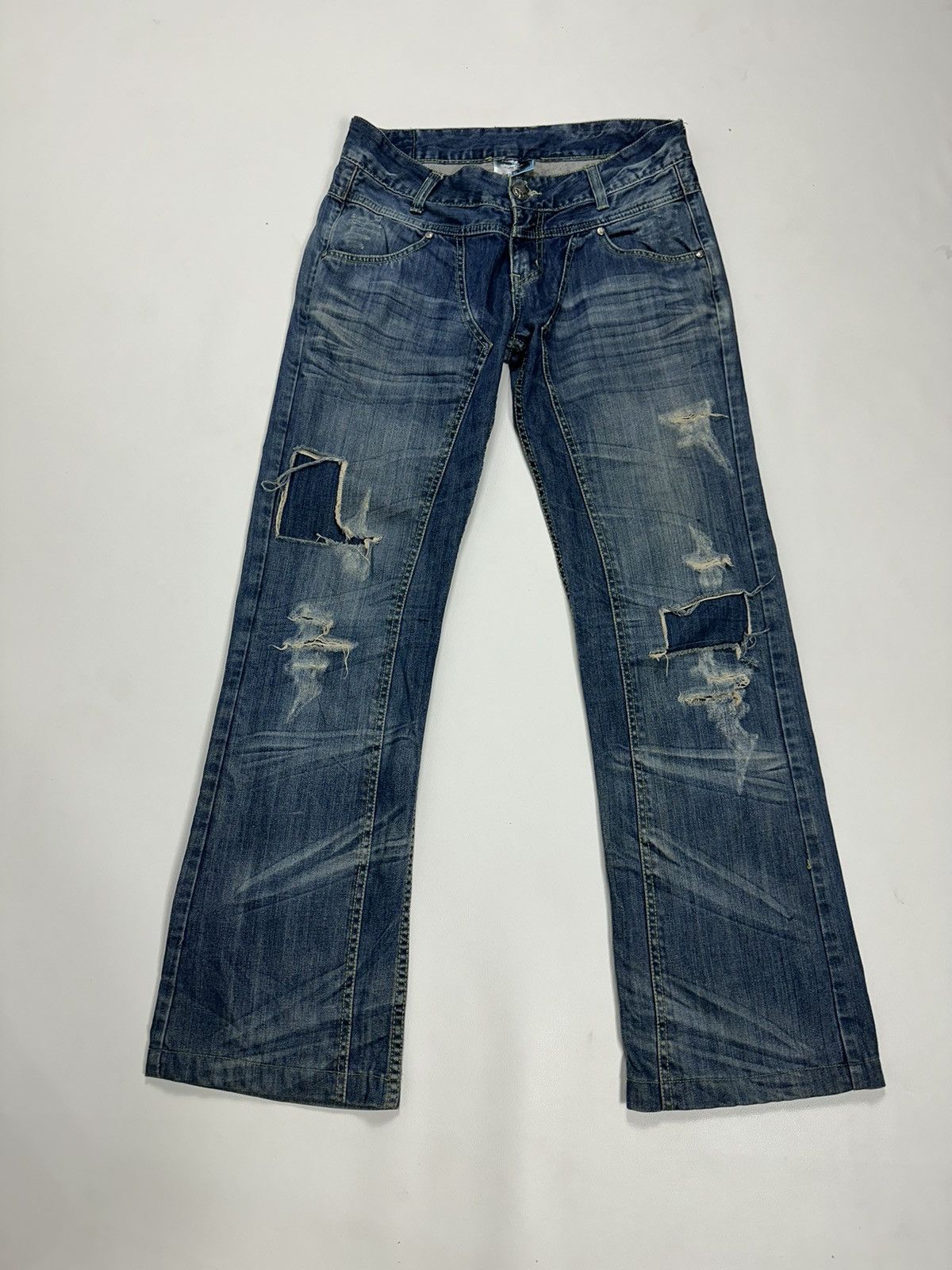 Japanese Brand 2#1 Flare Distressed Jeans Nice Split Back Pocket Size US 32 / EU 48 - 1 Thumbnail