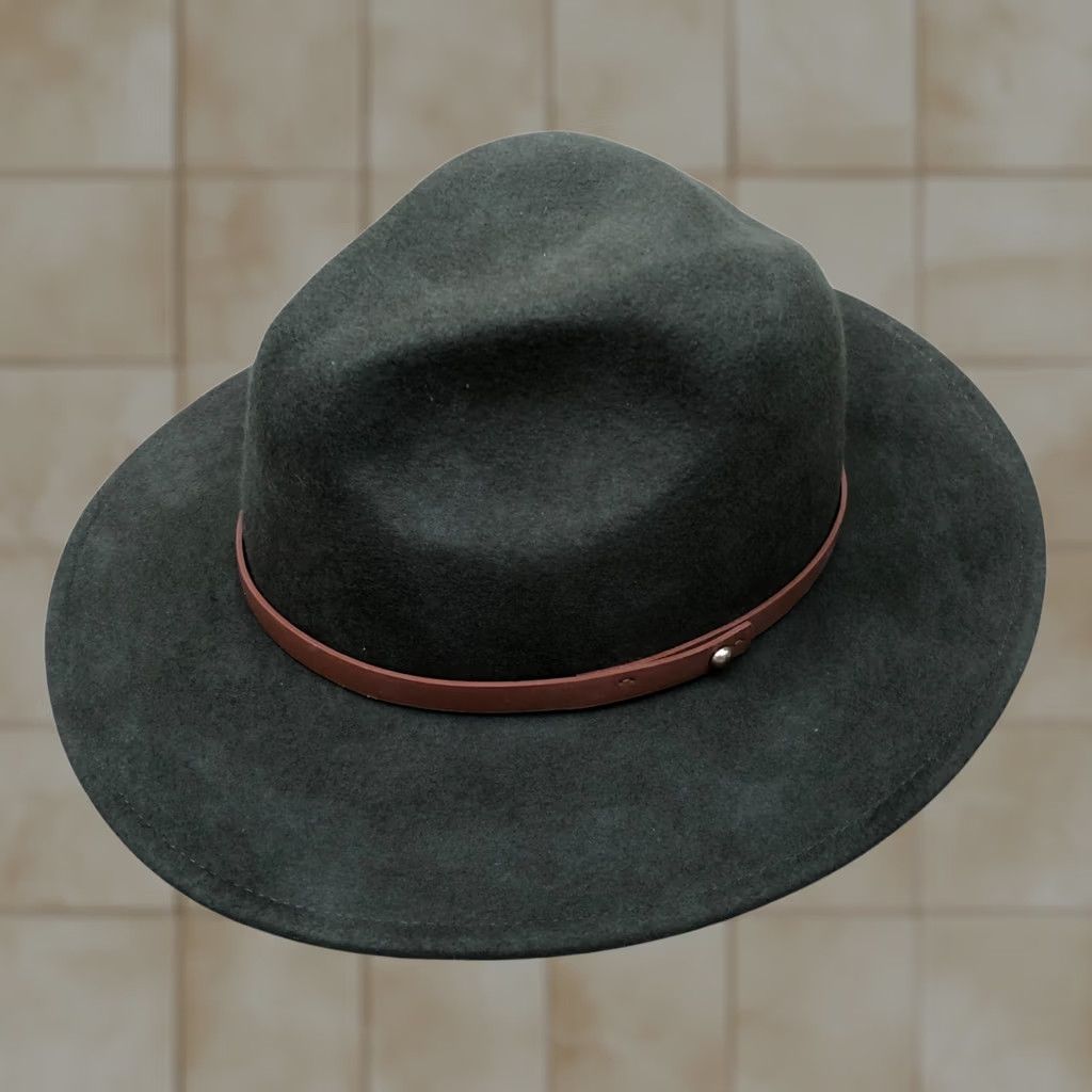 Market MELROSE AND MARKET Ranger Fedora Hat Women's One Size Felt Green Cap Size ONE SIZE - 1 Thumbnail
