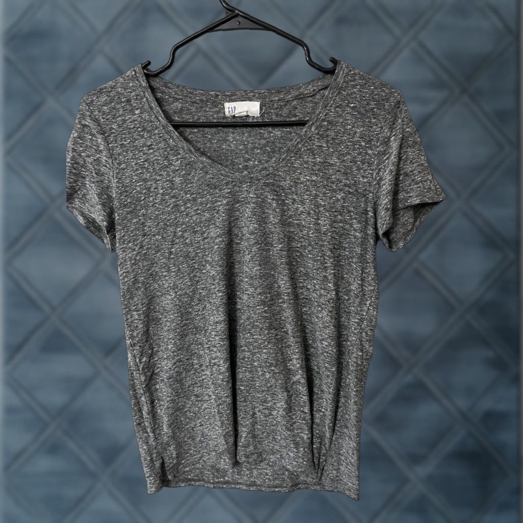 Gap GAP Gray Short Sleeve Top Stretch Knit Linen Blend Scoop Neck Small Size S / US 4 / IT 40 - 1 Thumbnail
