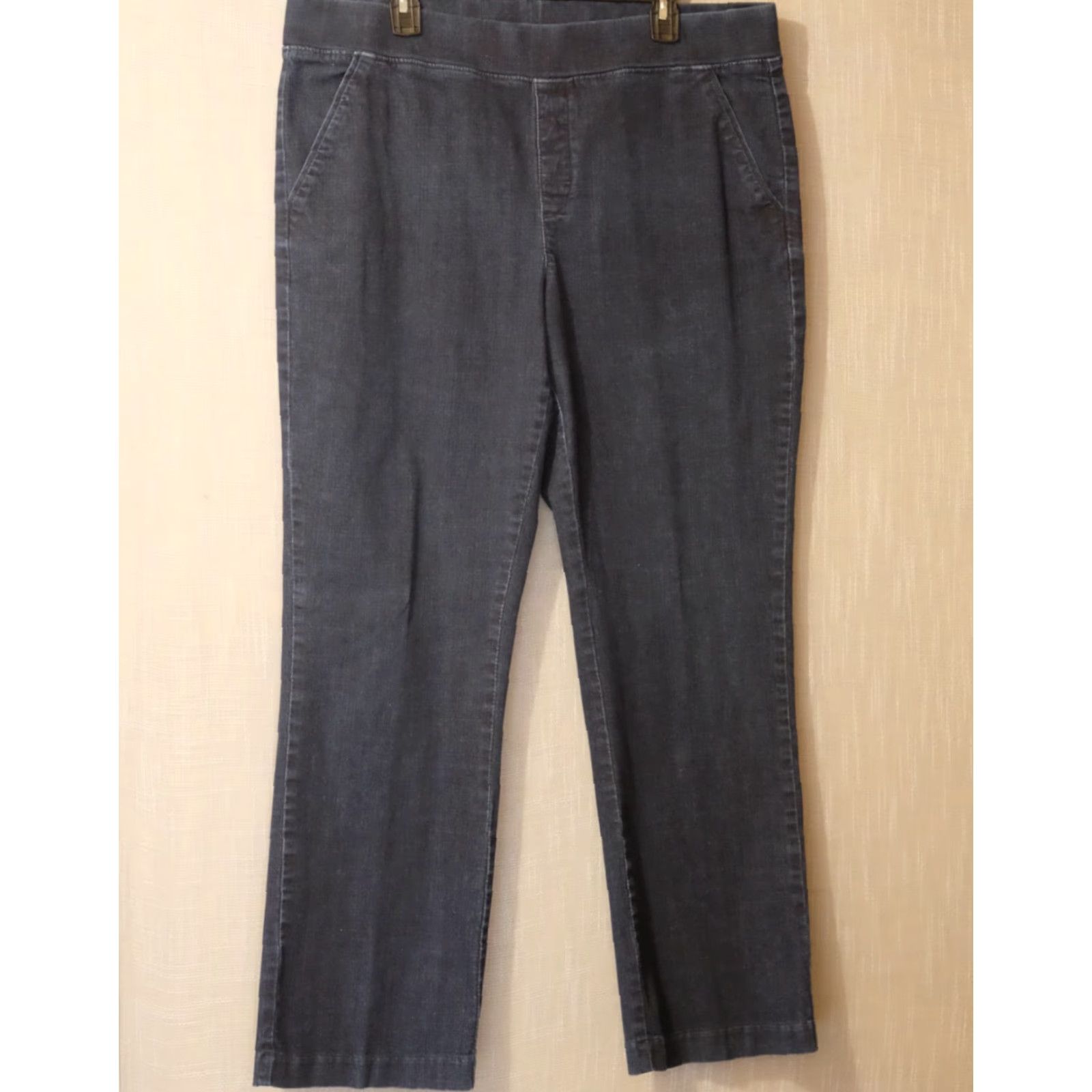Lee Lee Natural Fit Jeans Dark Blue Straight Lag Pull On Womens 18M #A3-24 Size 40" / US 18 - 2 Thumbnail