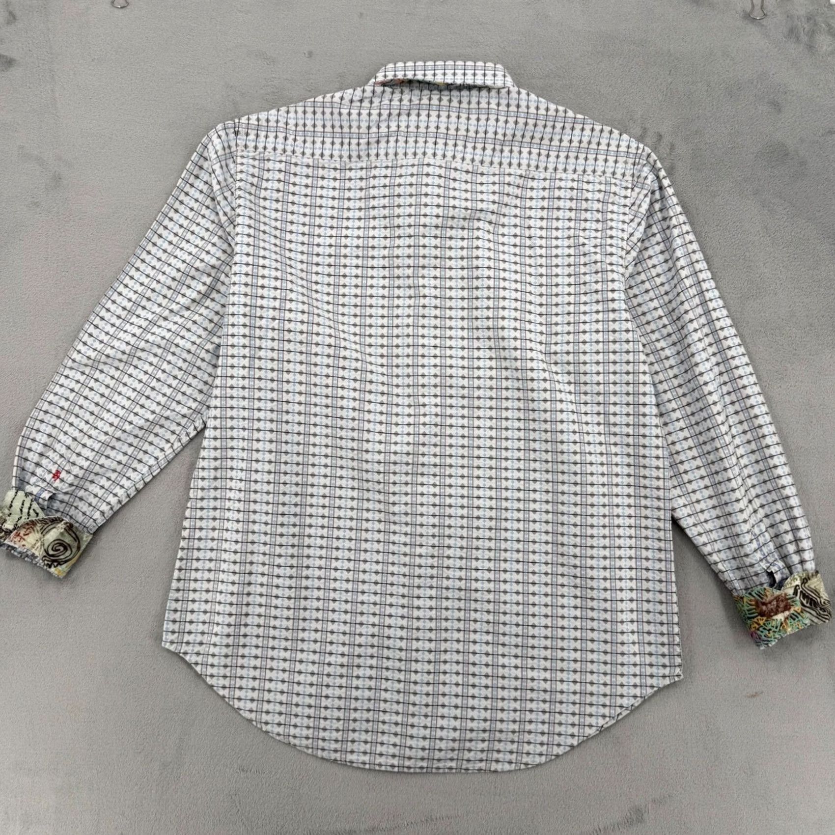 Robert Graham Robert Graham Mens Geometric Diamond Print Button Down Silk Trim Shirt L Size US L / EU 52-54 / 3 - 6 Thumbnail