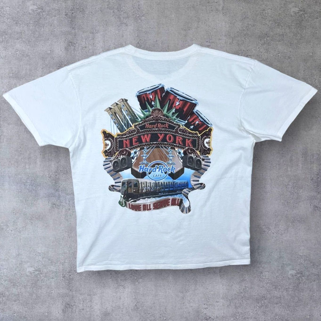 Hard Rock Cafe Hard Rock Cafe New York Souvenir Logo Spellout Graphic White T-Shirt XL Mens Size US XL / EU 56 / 4 - 2 Thumbnail