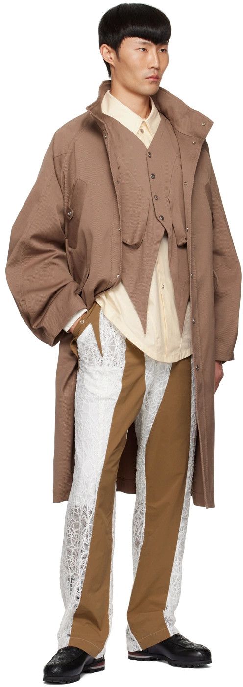 Kiko Kostadinov o1tko10426 Balla Paneled Lace Pants in White/Brown Size US 30 / EU 46 - 3 Thumbnail