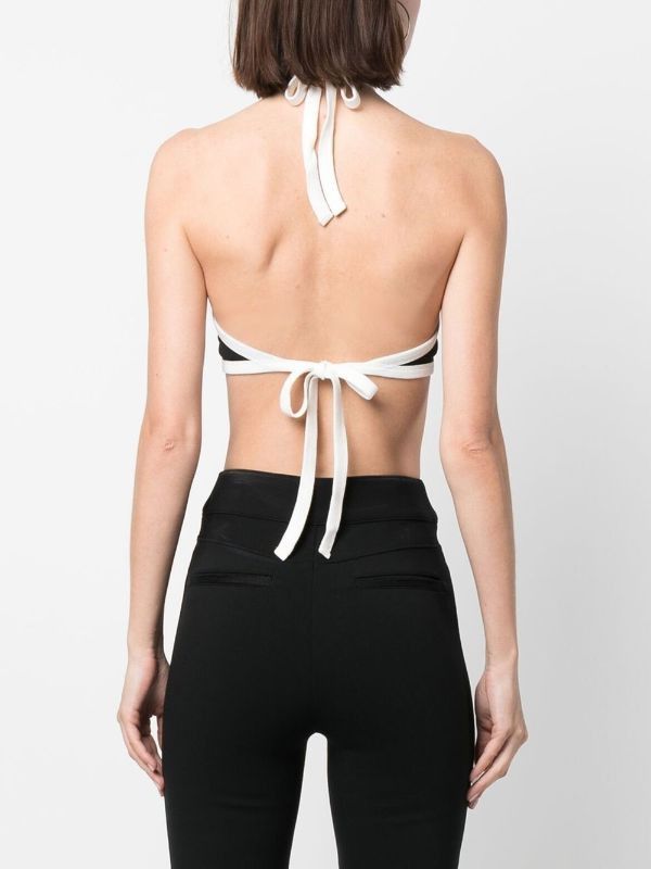 Courreges o1mle1224 Light Ribs Contrast Crop Top in Black Size L / US 10 / IT 46 - 4 Thumbnail