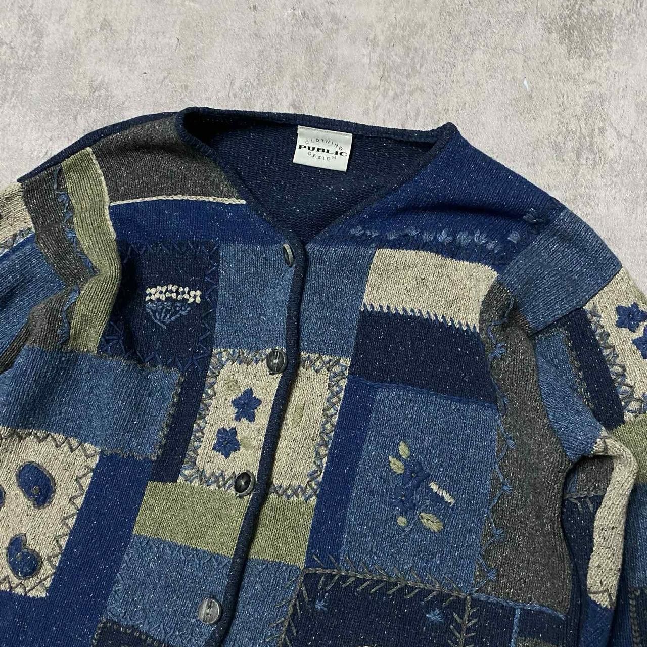 Other Cropped blue patchwork cardigan with embroidered Size US L / EU 52-54 / 3 - 2 Thumbnail