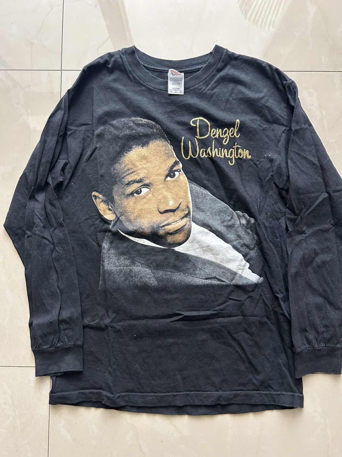 Vintage Rare Denzel Washington movie promo long sleeve Size US M / EU 48-50 / 2 - 1 Thumbnail