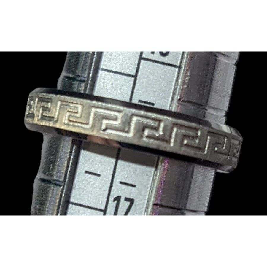 Other Steeltime Stainless Steel Silver Tone Greek Key Engraved Rin Size ONE SIZE - 12 Thumbnail