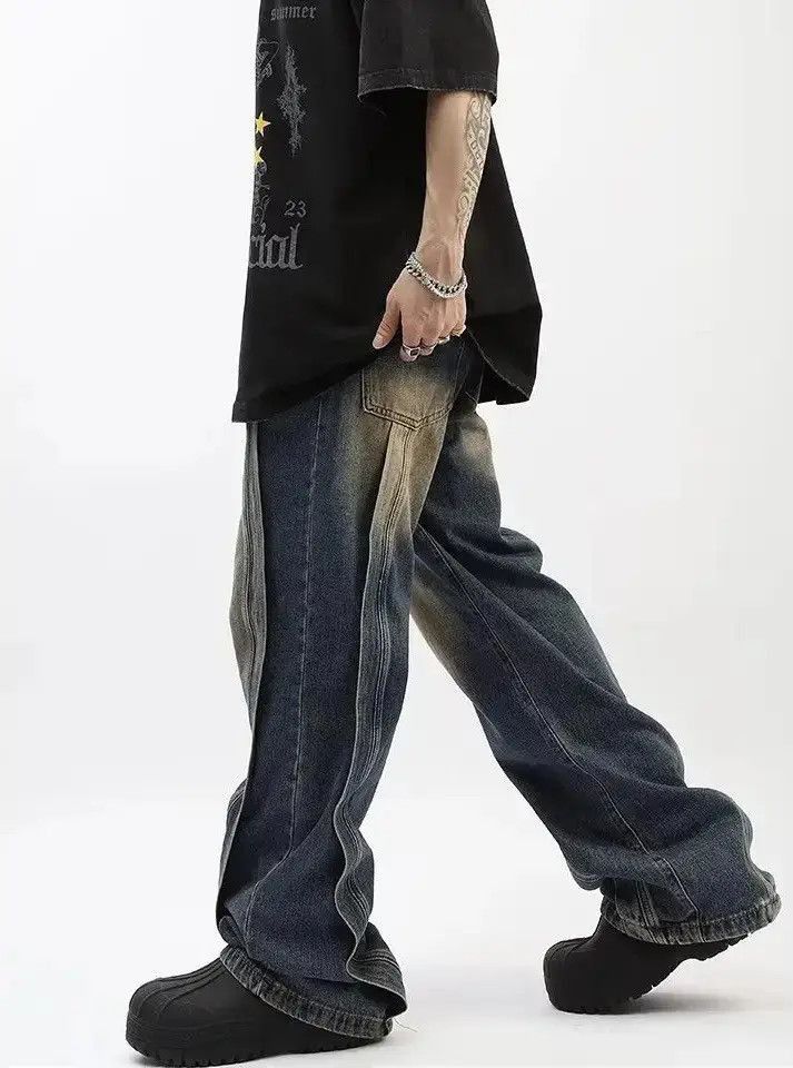 Japanese Brand Striped Baggy Denim Jeans / Grunge y2k Size US 32 / EU 48 - 4 Thumbnail