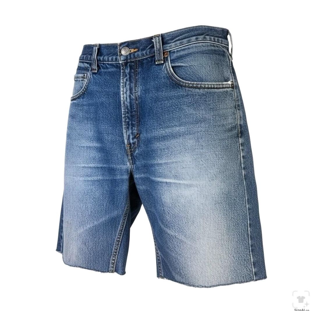 Levi's Levi's 505 Shorts Mens 36 Blue Denim Bermuda Distressed 5-Pocket Zip Fly Casual Mid Rise Inseam 8" Regular Fit 100% Cotton Blue Jeans Shorts Size US 36 / EU 52 - 3 Thumbnail