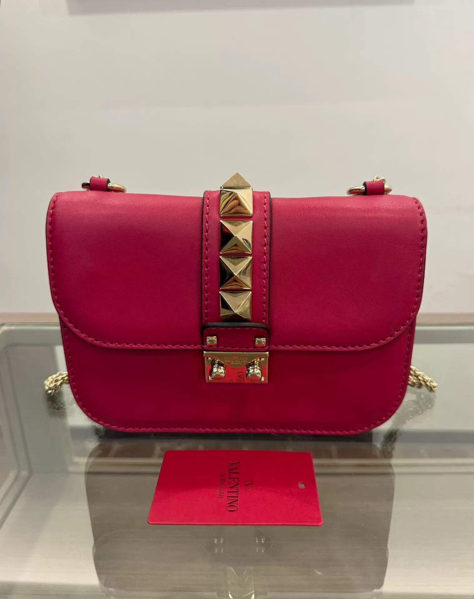 Valentino Valentino Rockstud Red Studded Chain Shoulder Bag 20cm Size ONE SIZE - 1 Thumbnail