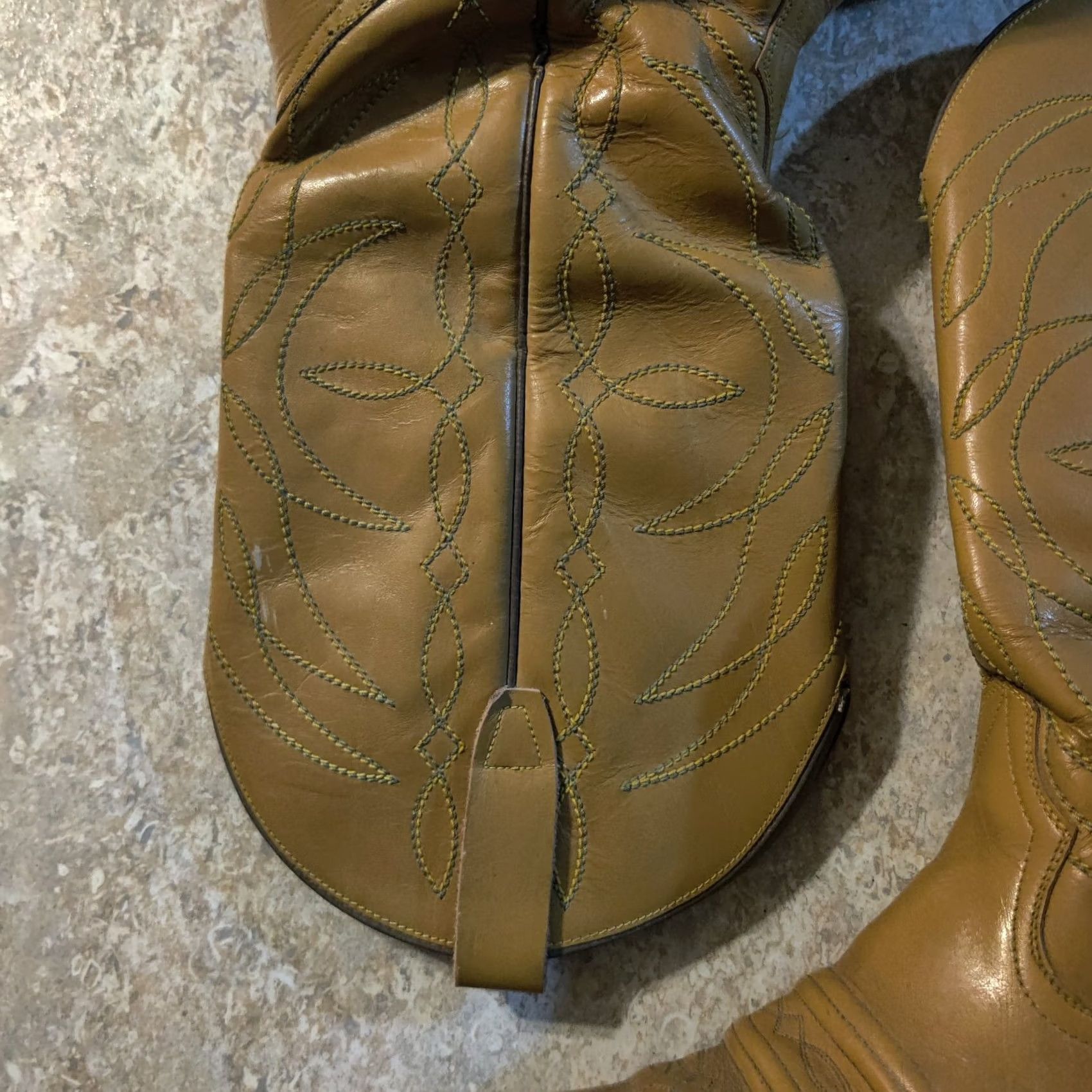 Vintage VINTAGE Destroyer Cowboy Boots Mens Size 8.5 Yellow Leather Western 1980s Boots Size US 9 / EU 42 - 5 Thumbnail