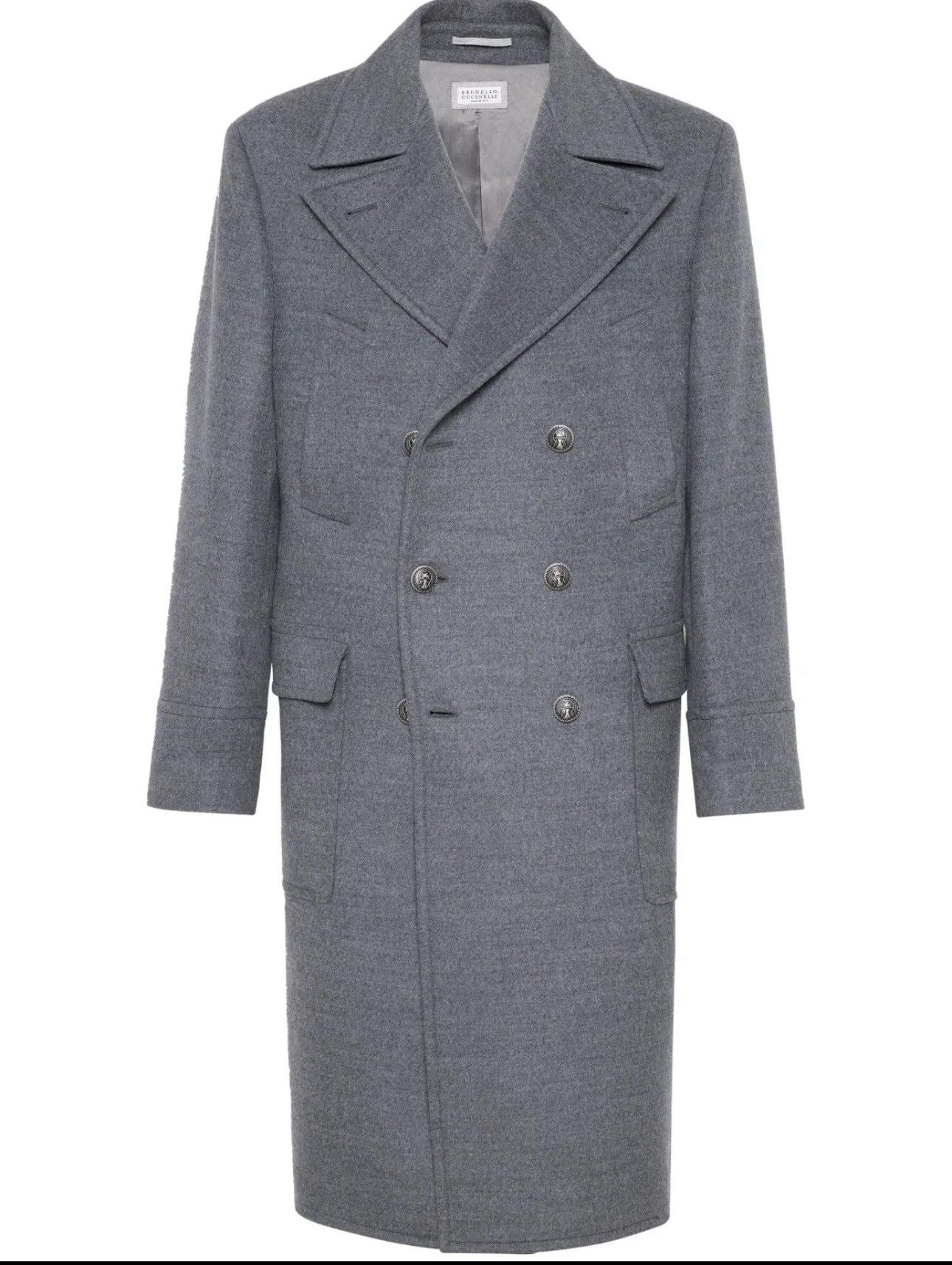 Brunello Cucinelli NWT-Brunello Cucinelli Gray Overcoat Button Closure Size 50 Size US L / EU 52-54 / 3 - 1 Thumbnail
