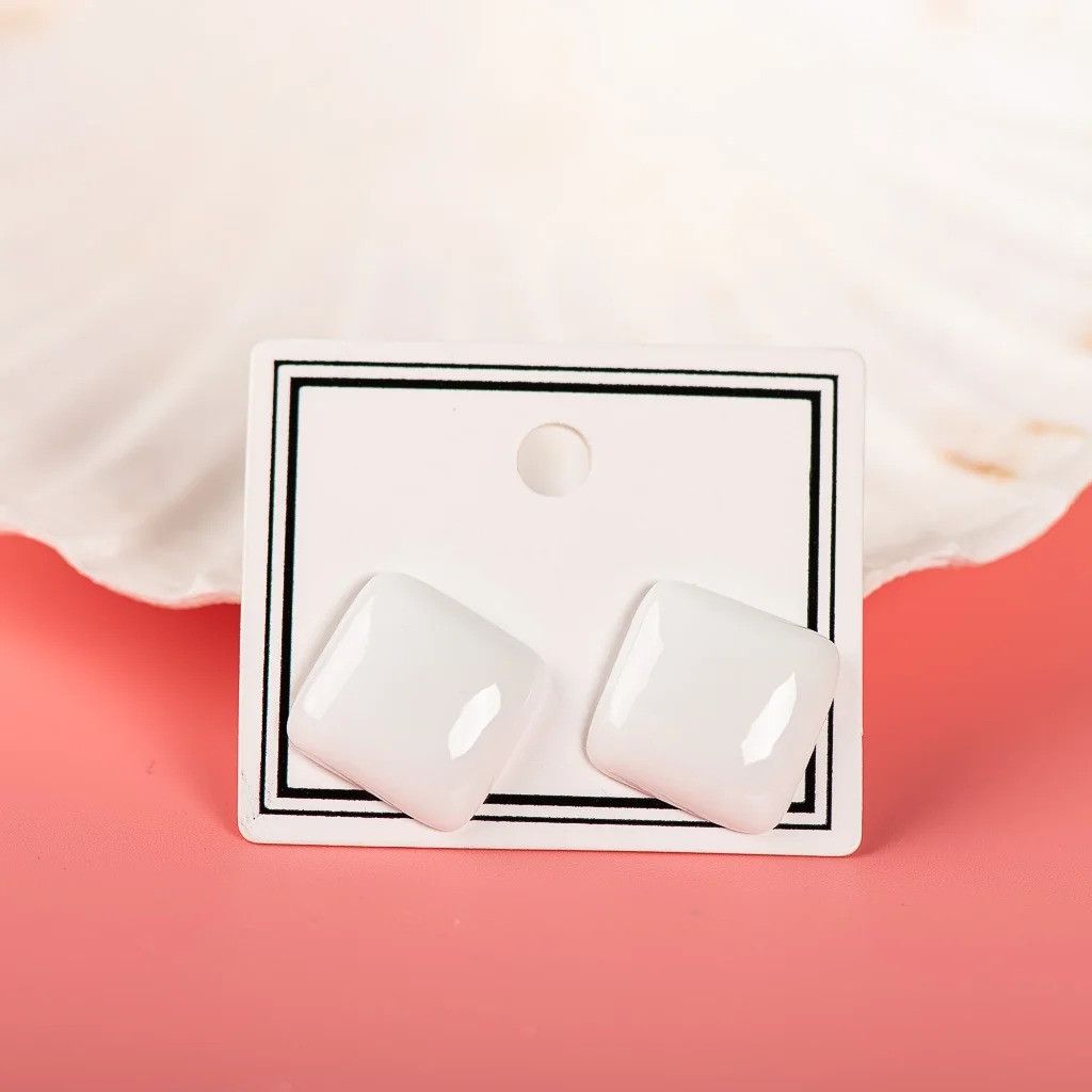 Jewelry Geometric Square Stud Earrings Ceramic Ear Gift For Her Size ONE SIZE - 1 Preview