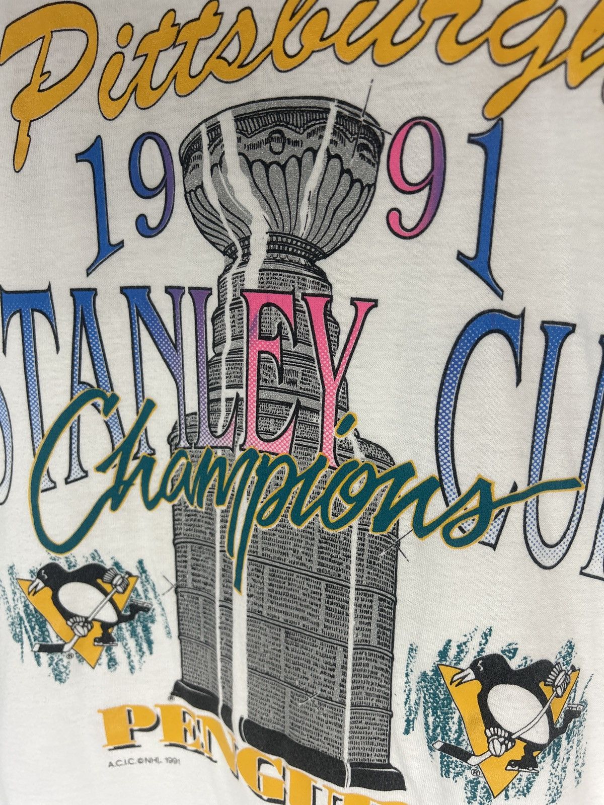 NHL × Vintage Vintage 1991 Pittsburgh Penguins Stanley Cup Champions Tee Size US M / EU 48-50 / 2 - 4 Thumbnail
