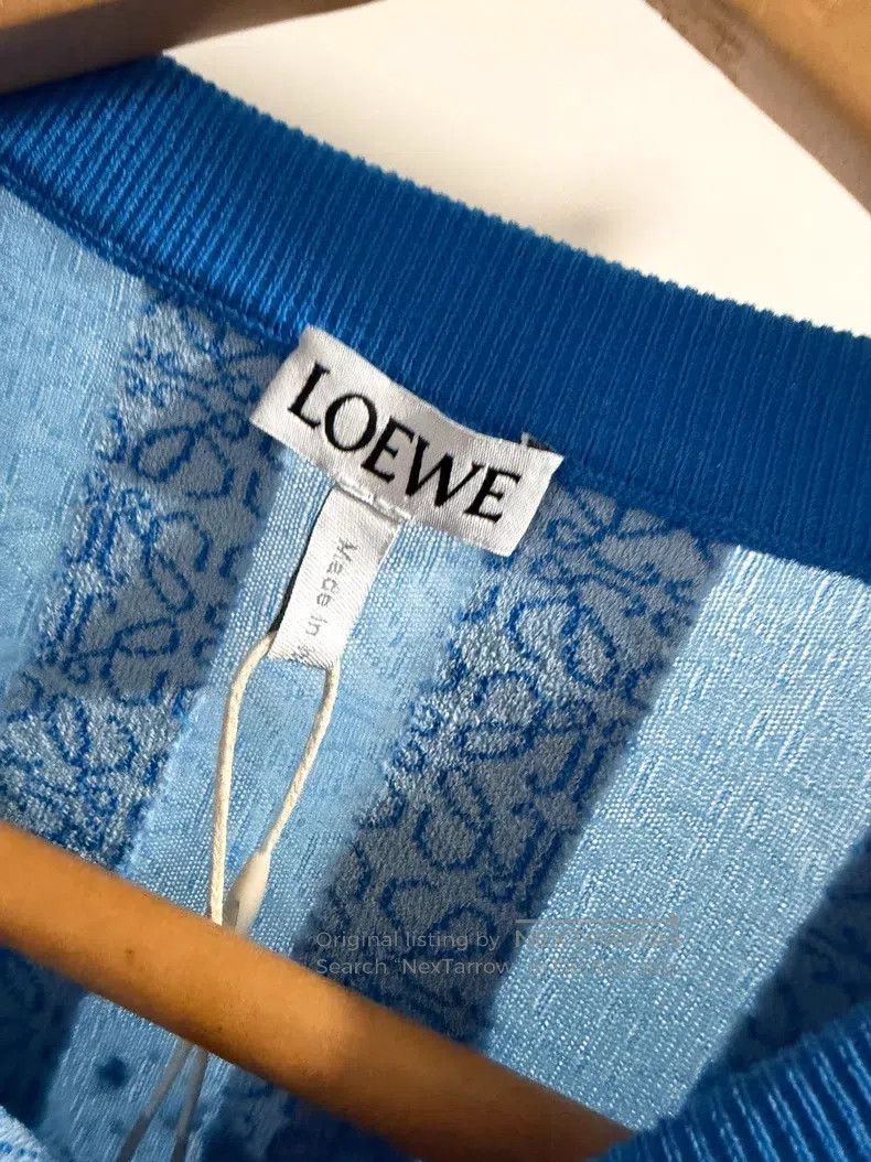 Loewe Loewe Blue lace long-sleeved knitted shirt, 83% viscose + Size L / US 10 / IT 46 - 2 Thumbnail