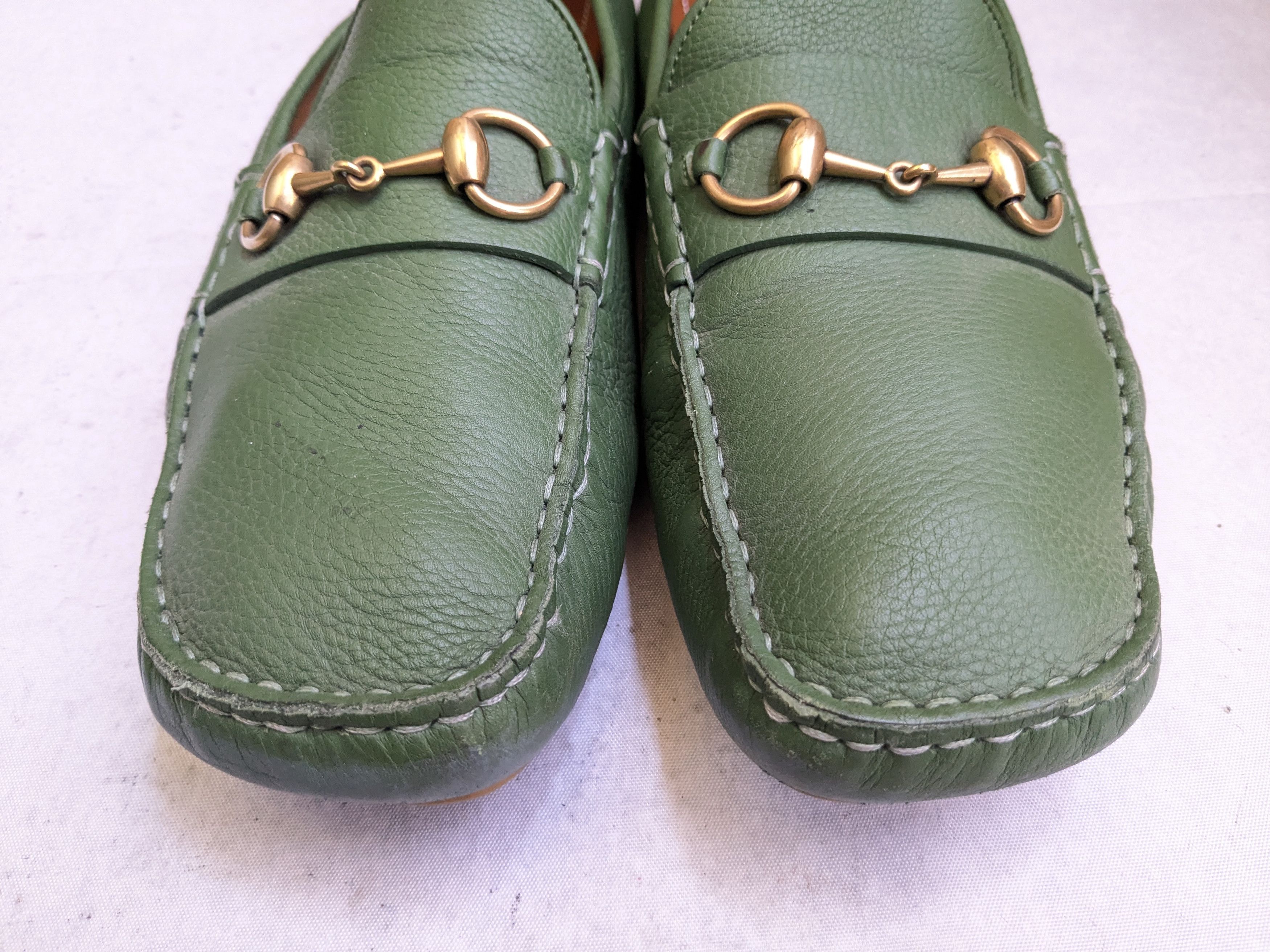 Gucci Gucci Horsebit driving loafers green 12.5 leather Size US 12.5 / EU 45-46 - 4 Thumbnail