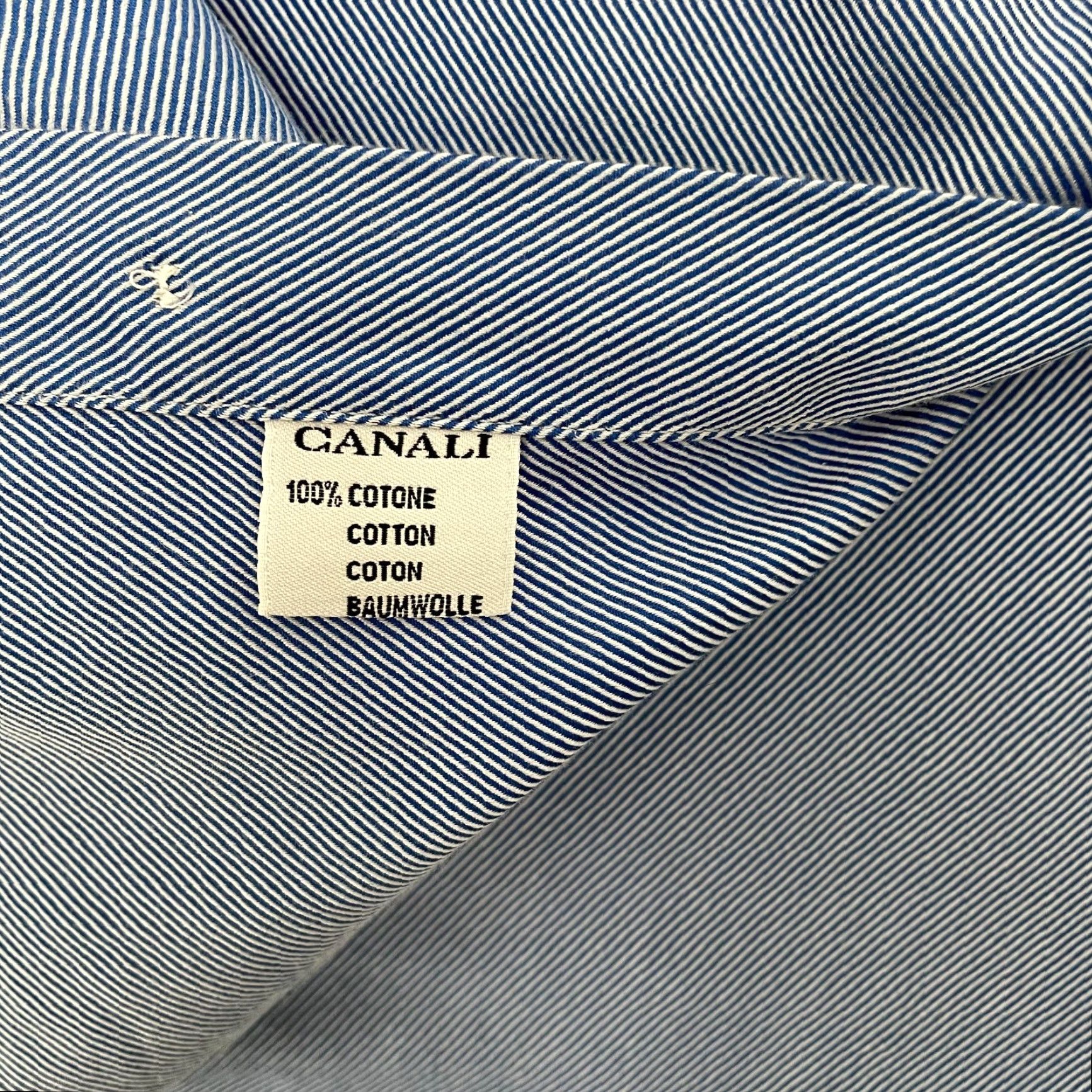 Canali VINTAGE Canali Shirt Adult 15/38 Blue Button Up Dress Shirt French Cuff Mens M Size 40R - 6 Thumbnail