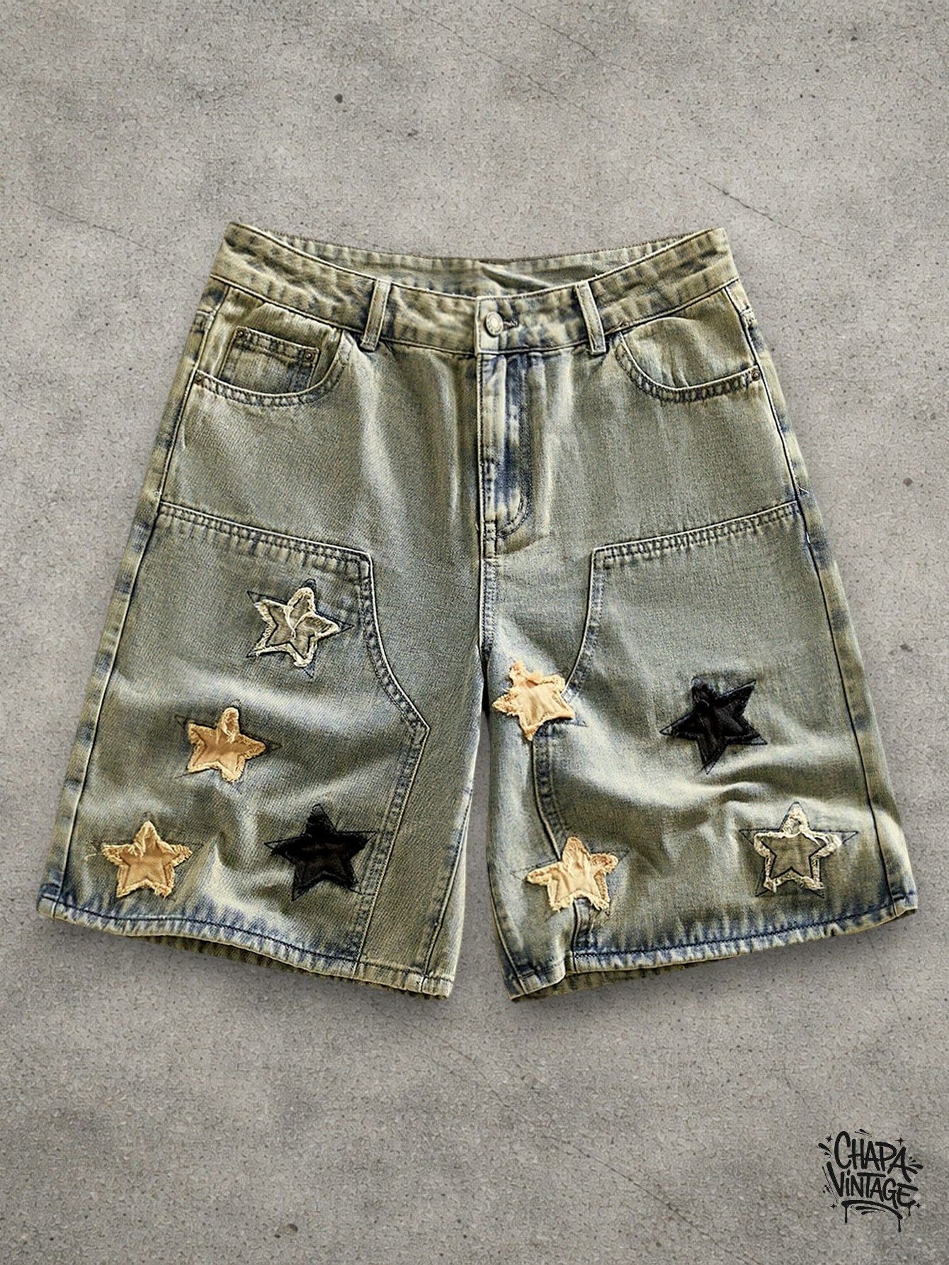 Japanese Brand Denim stars patch shorts Size US 32 / EU 48 - 1 Thumbnail