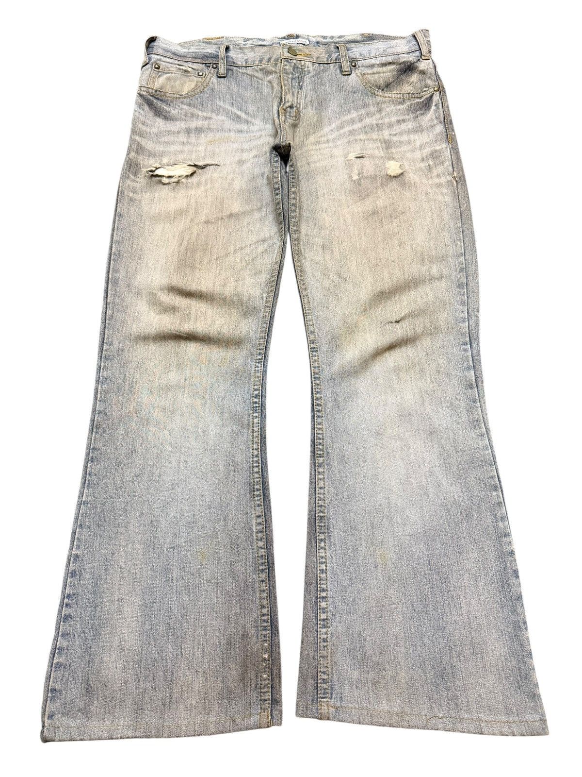 Hysteric Glamour Vintage Japanese Mud Dirty Wash Distress Wide Leg Baggy Size US 34 / EU 50 - 1 Thumbnail