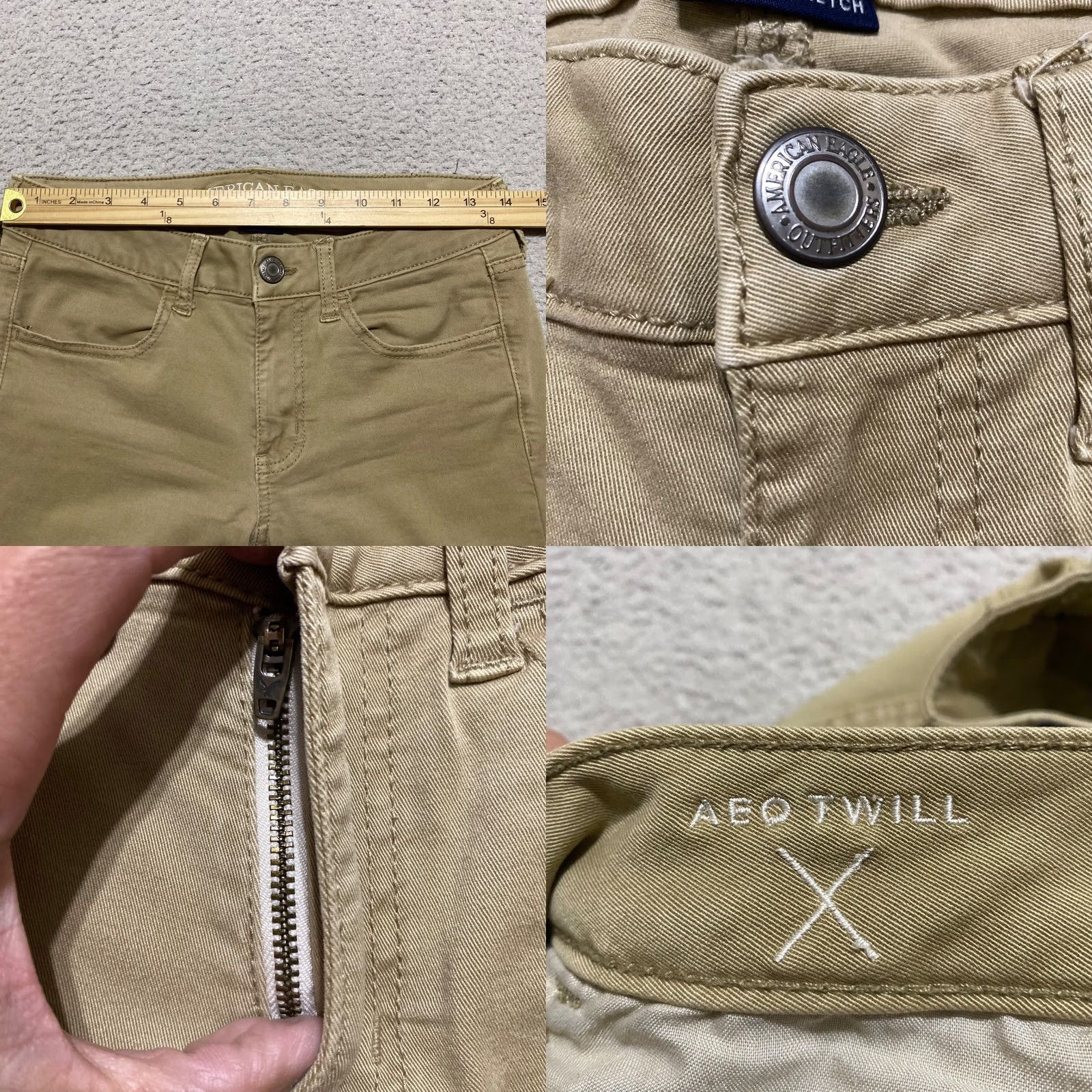 American Eagle Outfitters American Eagle Jeans Womens 6 Tall Beige Medium Wash Low Rise Jegging Stretch Size 28" / US 6 / IT 42 - 8 Thumbnail