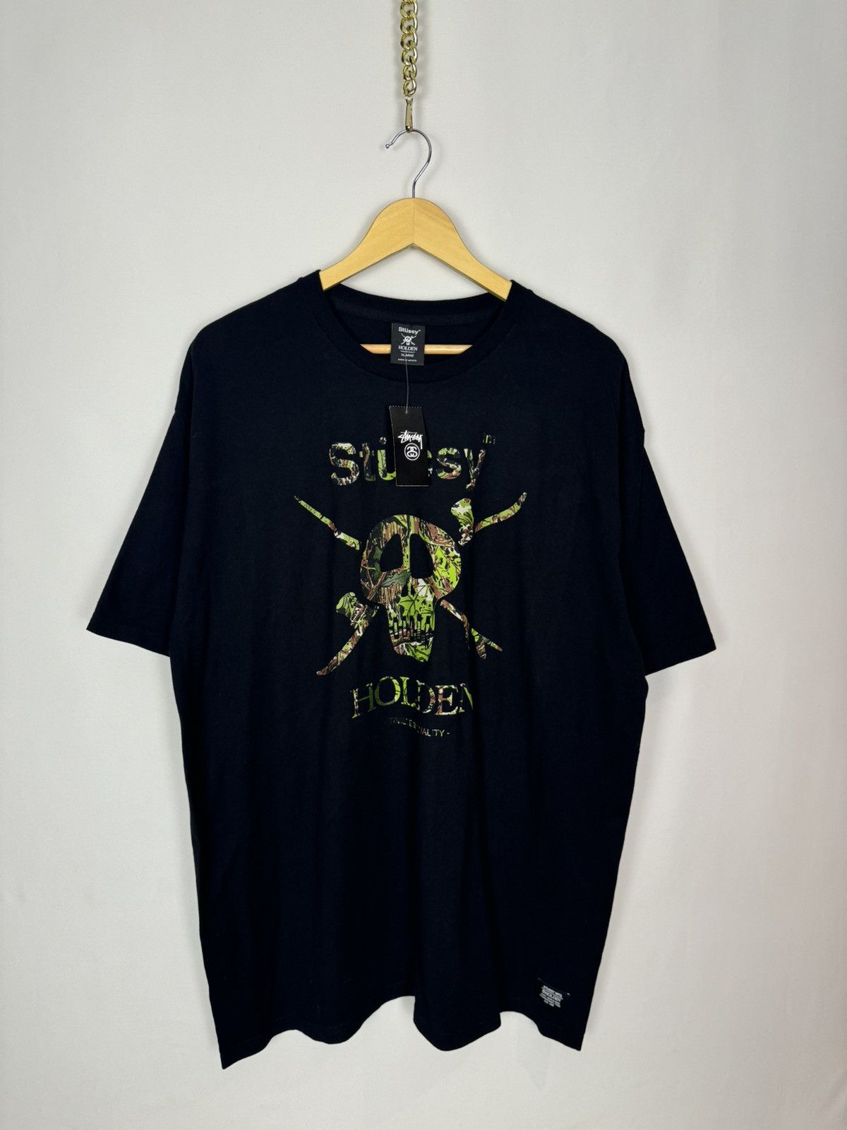 Stussy Vintage Early 2000s White Green Yellow Half Striped