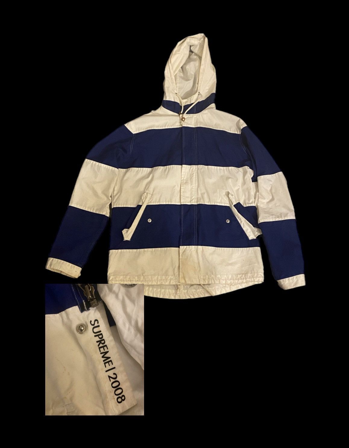 Supreme 2008 Supreme Striped Water-Resistant Parka Blue Size US M / EU 48-50 / 2 - 1 Thumbnail