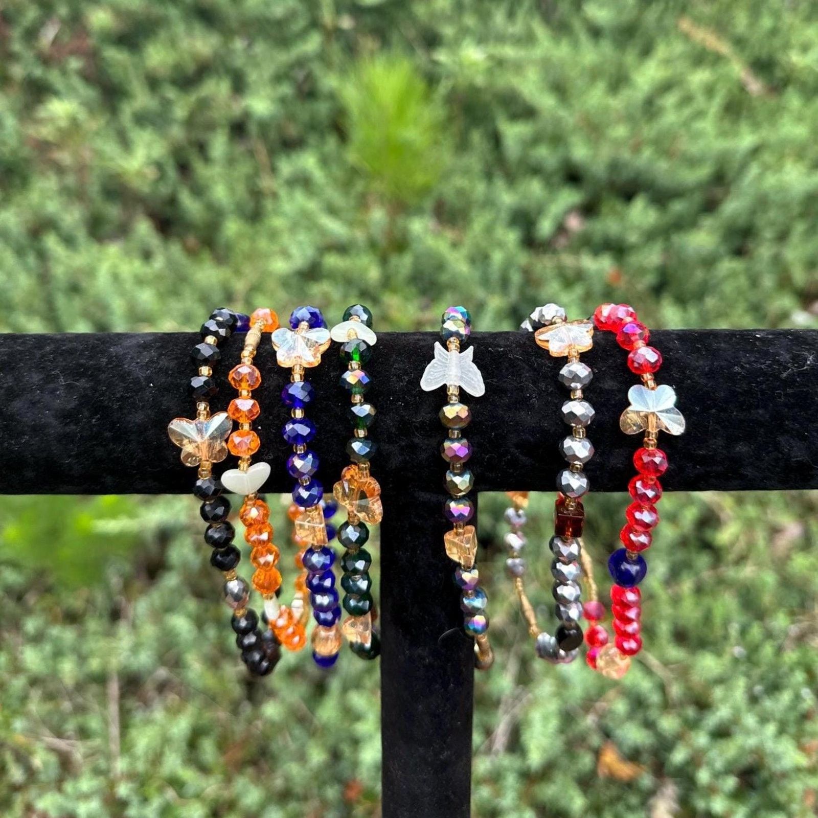 Handmade Colorful assorted beaded butterfly screw-on anklets Size ONE SIZE - 1 Thumbnail