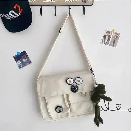 Other Canvas Crossbody Roomy Solid Streetwear Bags Size ONE SIZE - 4 Thumbnail