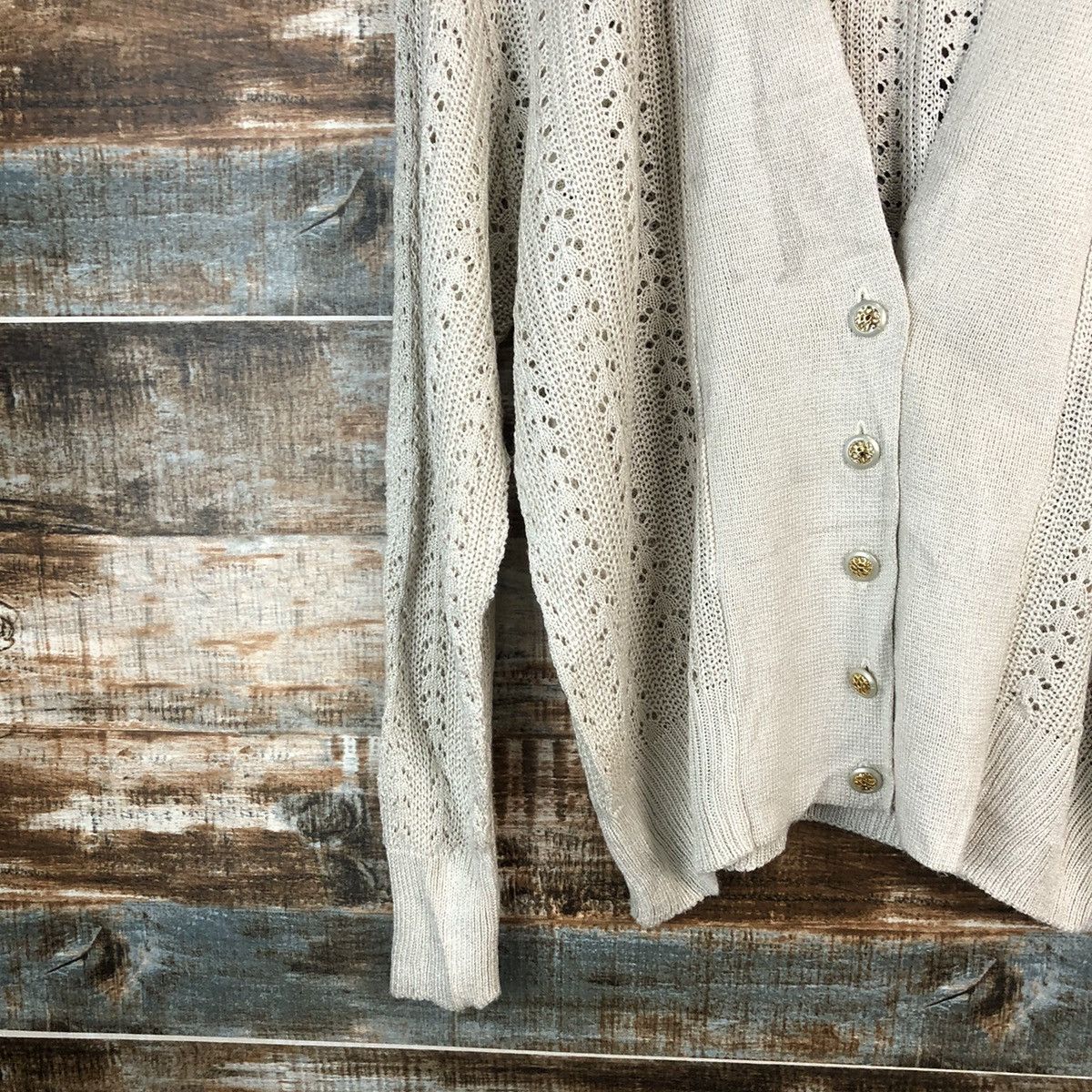 Japanese Brand Vareuse Brown Cardigan crochet Knitwear #A1472 Size L / US 10 / IT 46 - 7 Thumbnail
