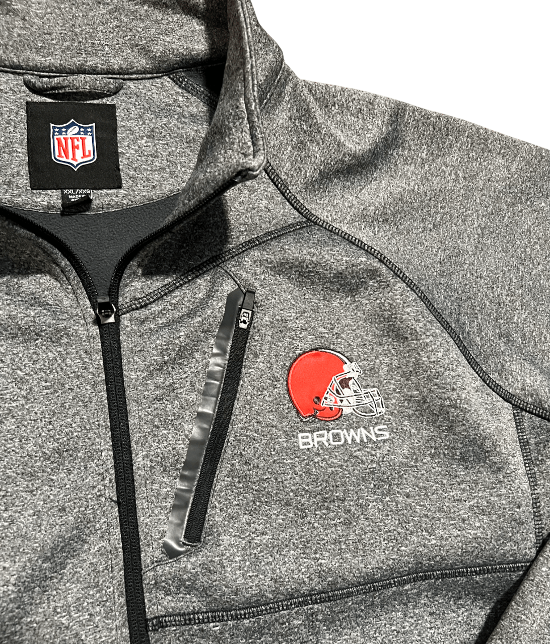 NFL Cleveland Browns NFL Embroidered Full Zip Gray Jacket Size US XXL / EU 58 / 5 - 2 Thumbnail