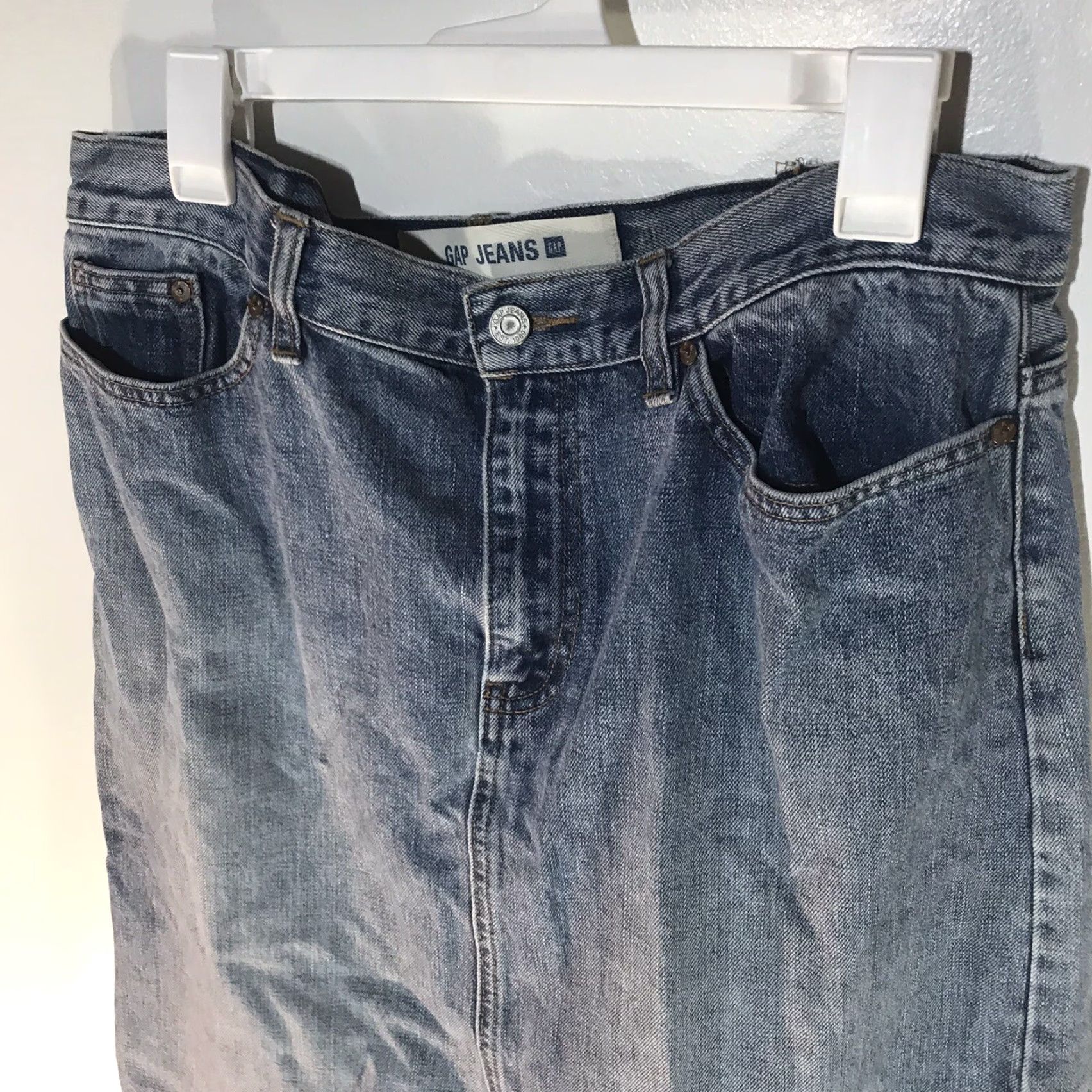 Gap Gap Women's Midi Denim Skirt Size 14 Blue Straight Pencil Casual Summer 90s Size 36" / US 14 / IT 50 - 2 Thumbnail