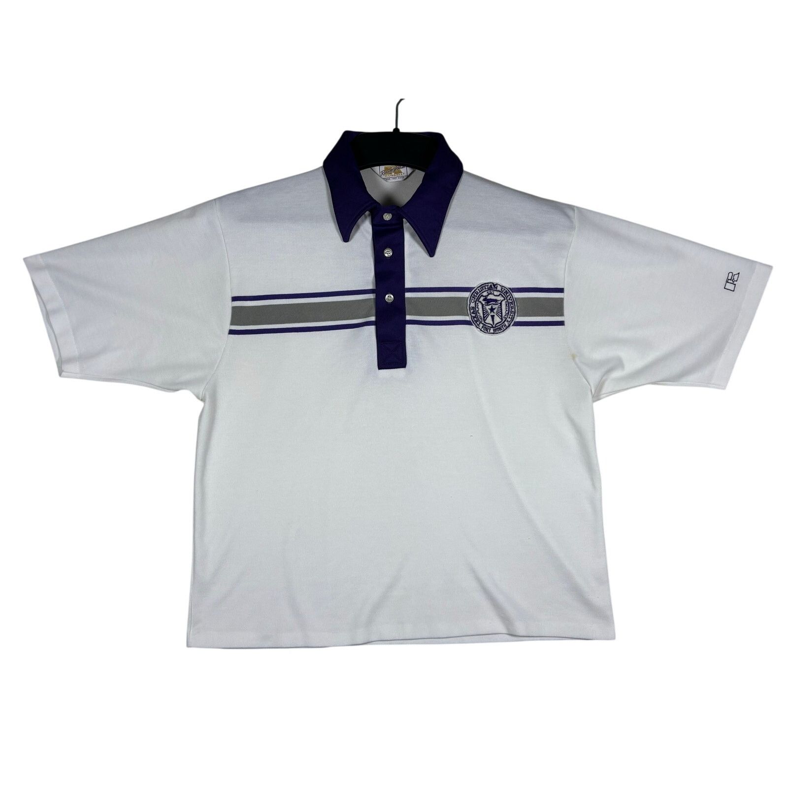 Russell Athletic Vintage 80s Russell Athletic TCU Polo Shirt Made USA Large Size US L / EU 52-54 / 3 - 2 Thumbnail