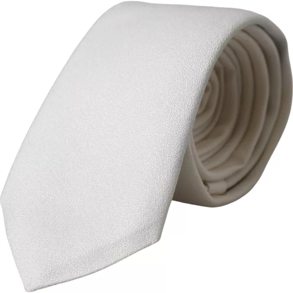 Dolce & Gabbana White Silk Classic Adjustable Men Men's Tie Size ONE SIZE - 1 Thumbnail