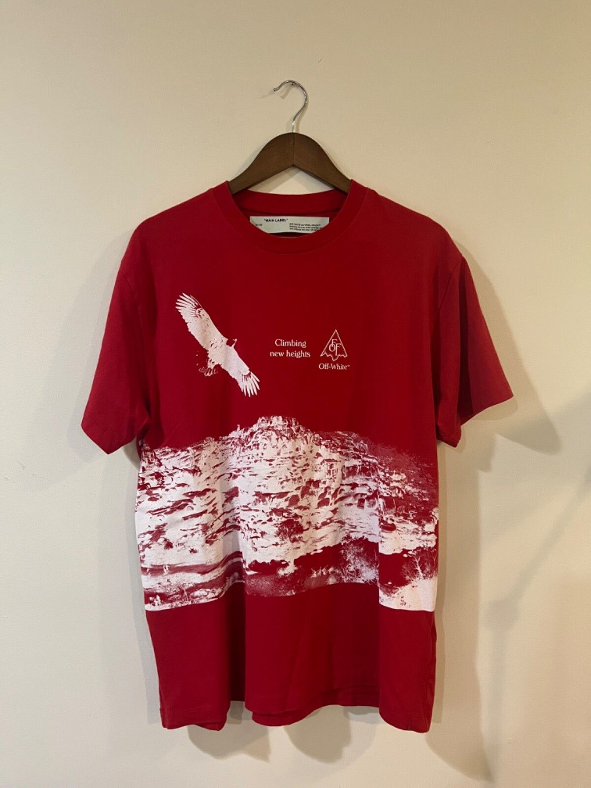 Off-White Climbing New Heights Red T-Shirt XXS(Fits Medium)