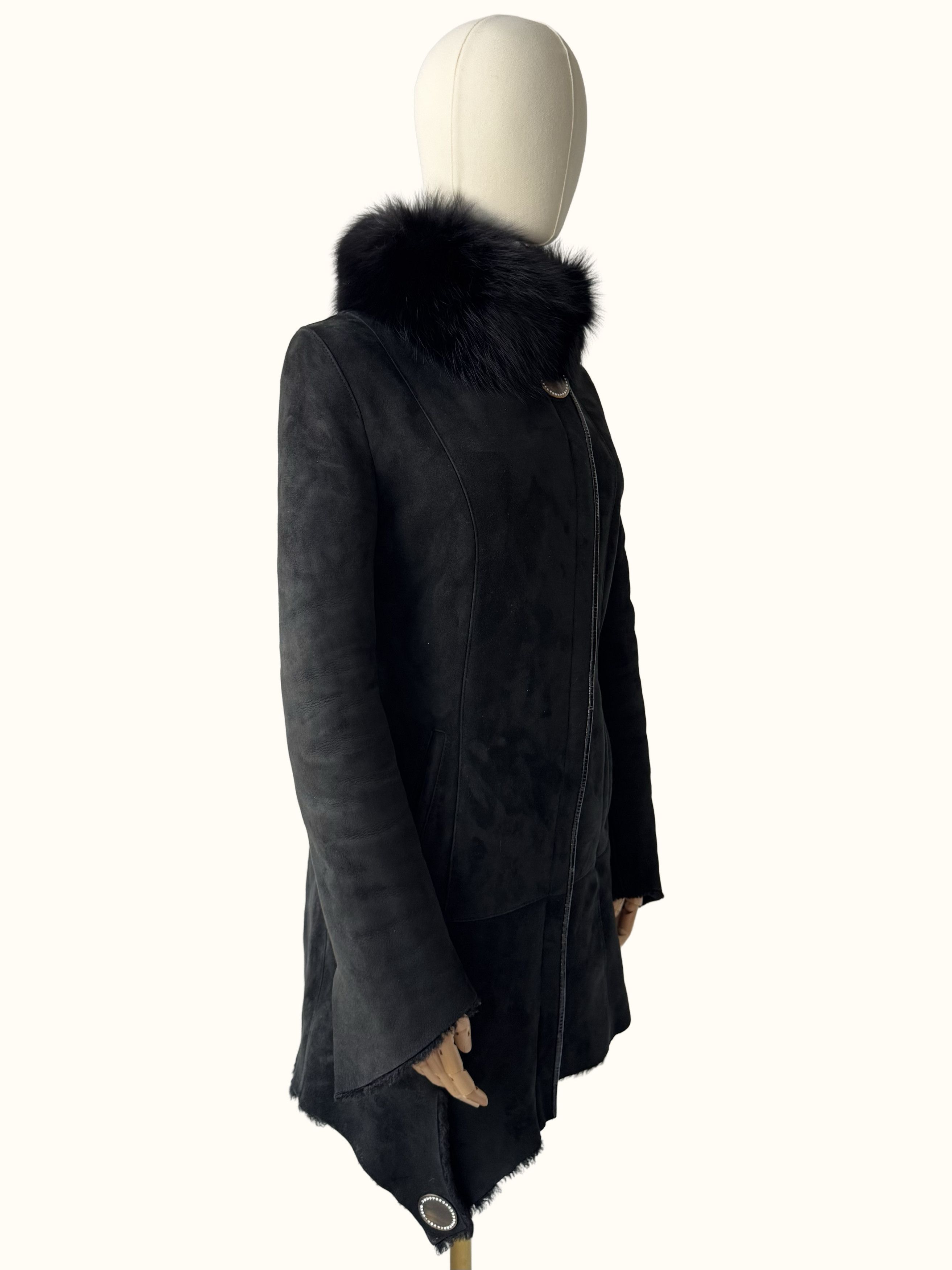 Vintage Vintage Real Sheepskin Asymmetry Coat (B550) Size S / US 4 / IT 40 - 2 Thumbnail