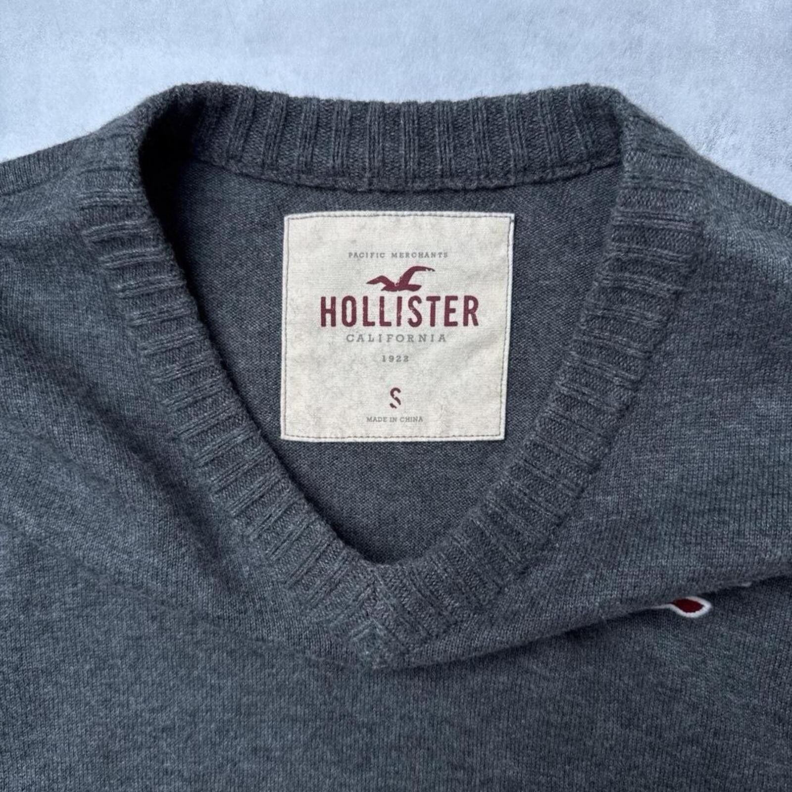 Other Y2K Hollister 00s Gray V Neck Sweater Size S / US 4 / IT 40 - 4 Thumbnail