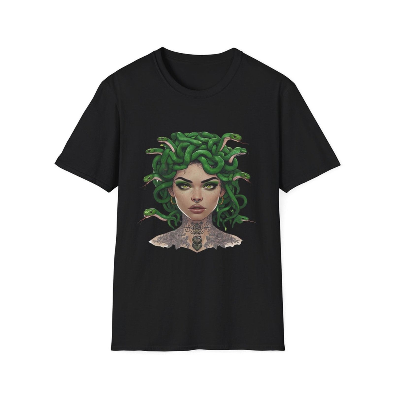 Handmade Handmade Medusa Graphic T-Shirt Black Mythical Serpent S Size S / US 4 / IT 40 - 2 Thumbnail