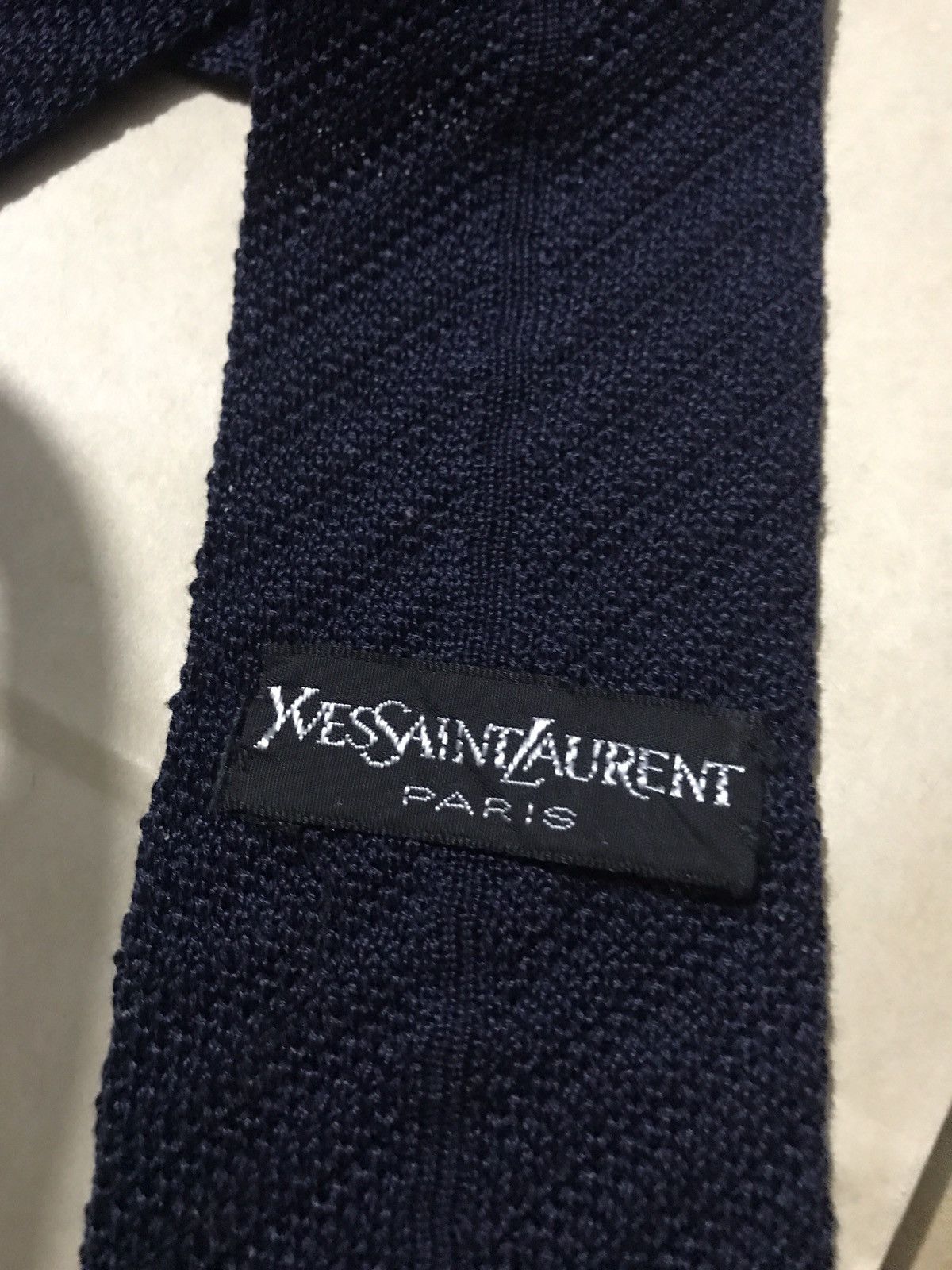 Yves Saint Laurent YVE SAINT LAURENT COTTON KNIT TIE NAVY BLUE Size ONE SIZE - 5 Thumbnail