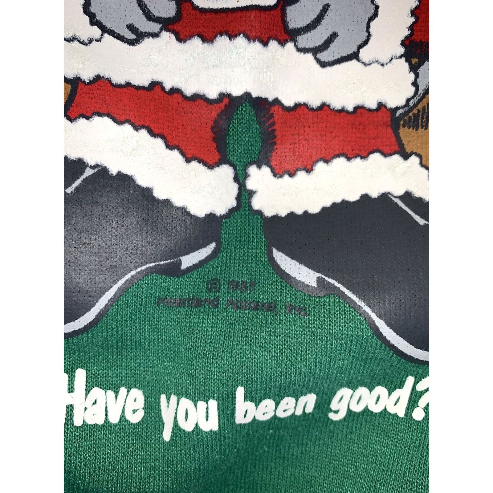 Vintage VINTAGE Signal USA Merry ChrisMouse Sweatshirt Womens L Green 1987 1980s Christmas Graphic Cotton Blend Size L / US 10 / IT 46 - 3 Thumbnail