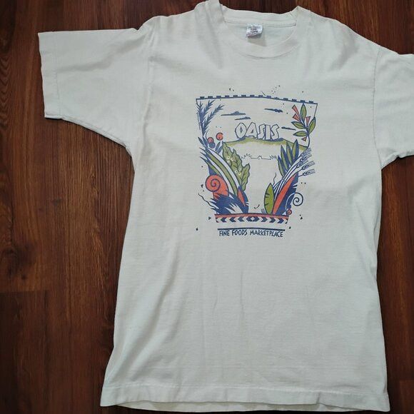 Fruit Of The Loom Vintage 90s Oasis Fine Foods Marketplace T-Shirt Size US L / EU 52-54 / 3 - 2 Thumbnail