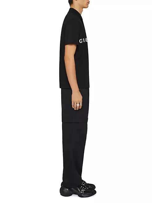 Givenchy o1srvl11e0924 Archetype Zipped Polo Shirt In Cotton in Black Size US L / EU 52-54 / 3 - 3 Thumbnail