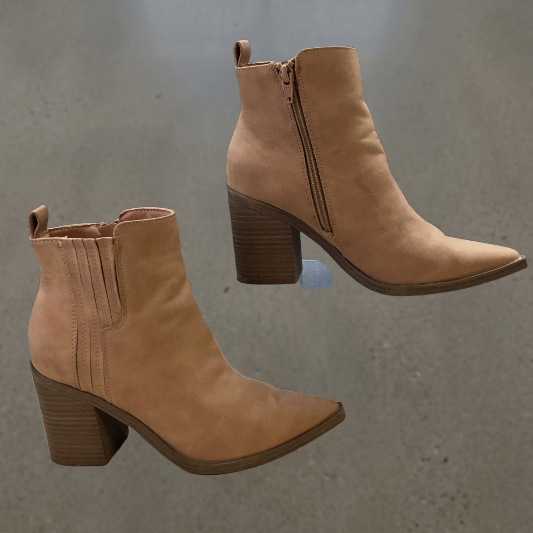 Vintage Universal Thread Boots Womens 6.5 Ankle Bootie Brown Faux Leather Block Casual Size US 7 / IT 37 - 1 Thumbnail