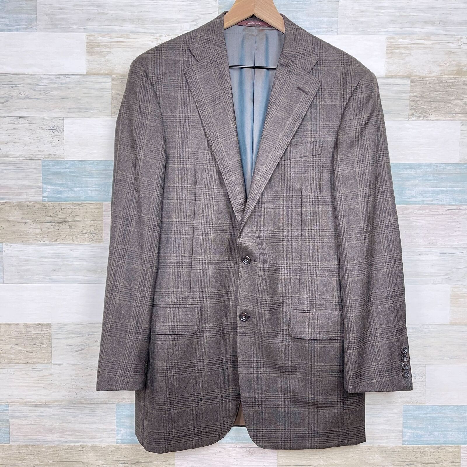 Hickey Freeman Hickey Freeman Plaid Sport Coat Brown Wool USA Mens 38 Size 38R - 1 Thumbnail