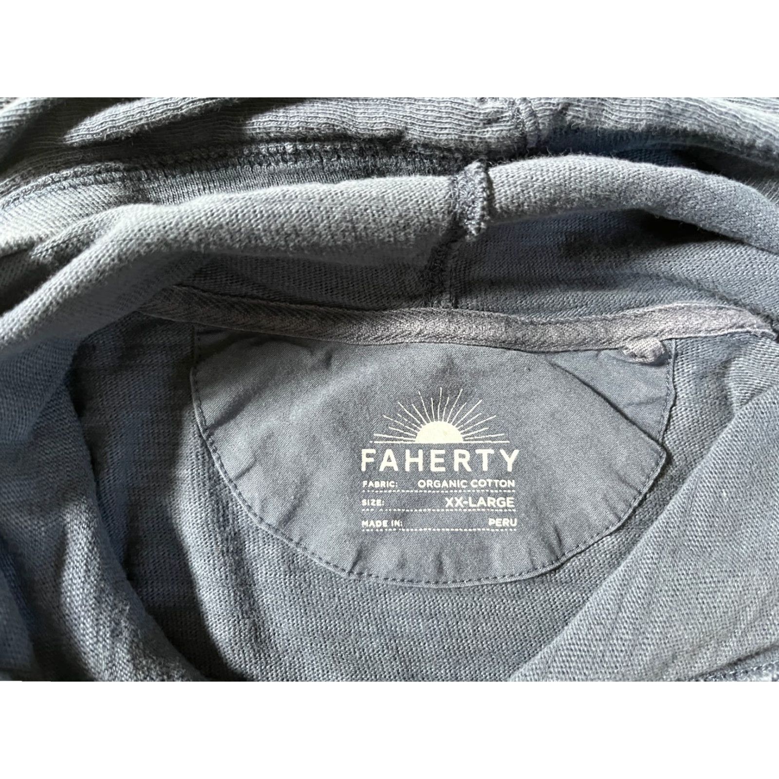 Faherty VINTAGE Faherty Men’s Sunwashed Midweight Organic Hoodie - Blue Nights 2XL Hoodie Mens City Classic 90s Size US XXL / EU 58 / 5 - 7 Thumbnail