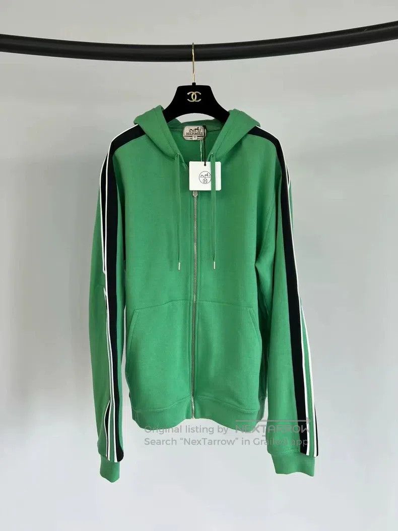 Hermes Hermes Green hooded zippered sweater Size US M / EU 48-50 / 2 - 1 Thumbnail