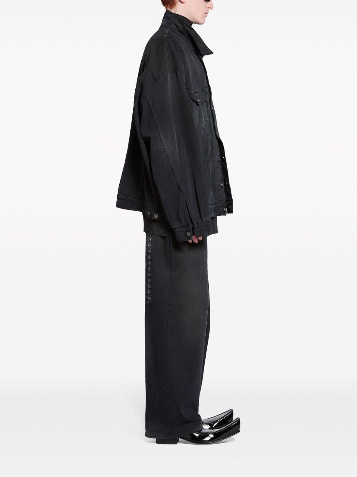 Balenciaga o1w1db11225 Denim Size Sticker Jacket in Black Size US XL / EU 56 / 4 - 5 Thumbnail