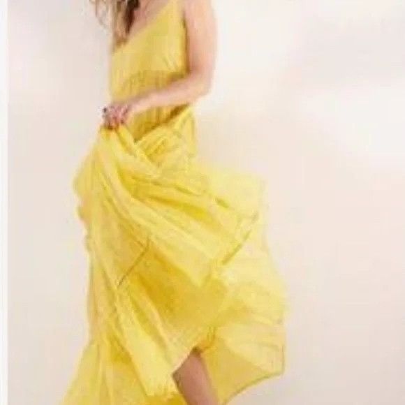 Free People Free People Yellow Midnight Dance Maxi Slip Dress Size XS / US 0-2 / IT 36-38 - 3 Thumbnail