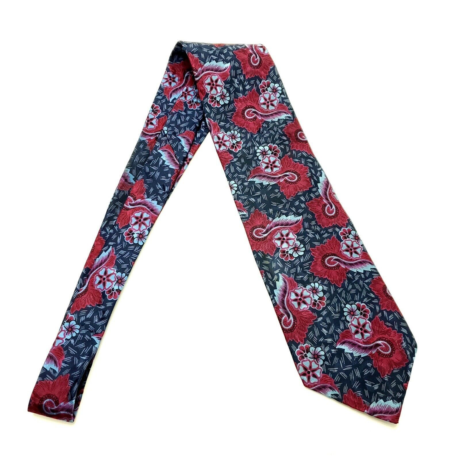 Christian Dior Monsieur Christian Dior Silk Tie Print Red Abstract Short Size ONE SIZE - 6 Thumbnail