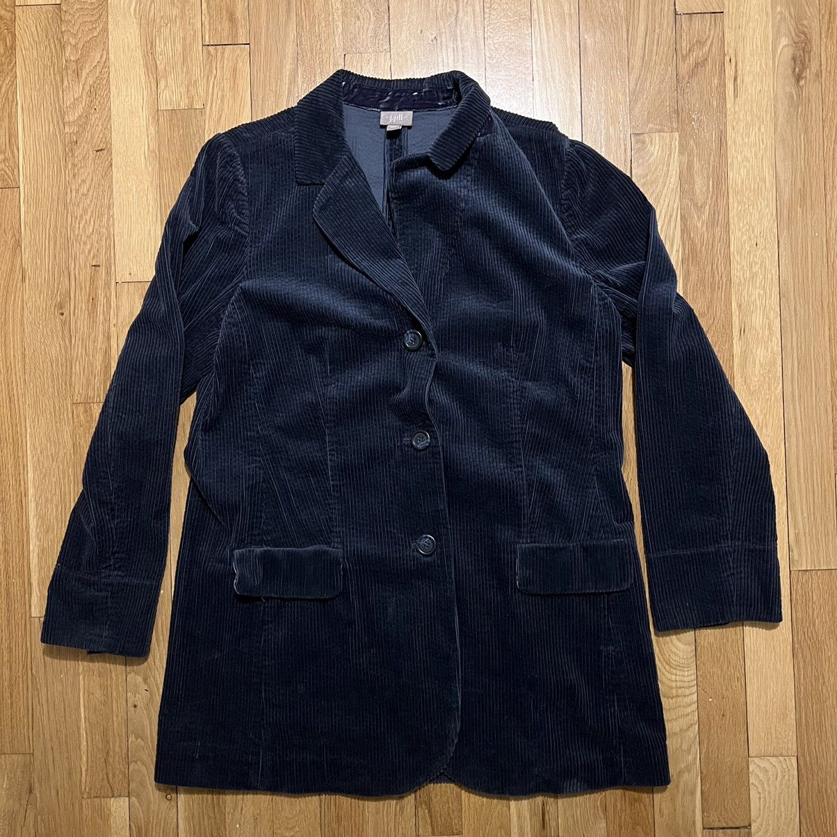 Jill.J J. Jill Navy Blue Corduroy Fall Overcoat Jacket Womans Large ...