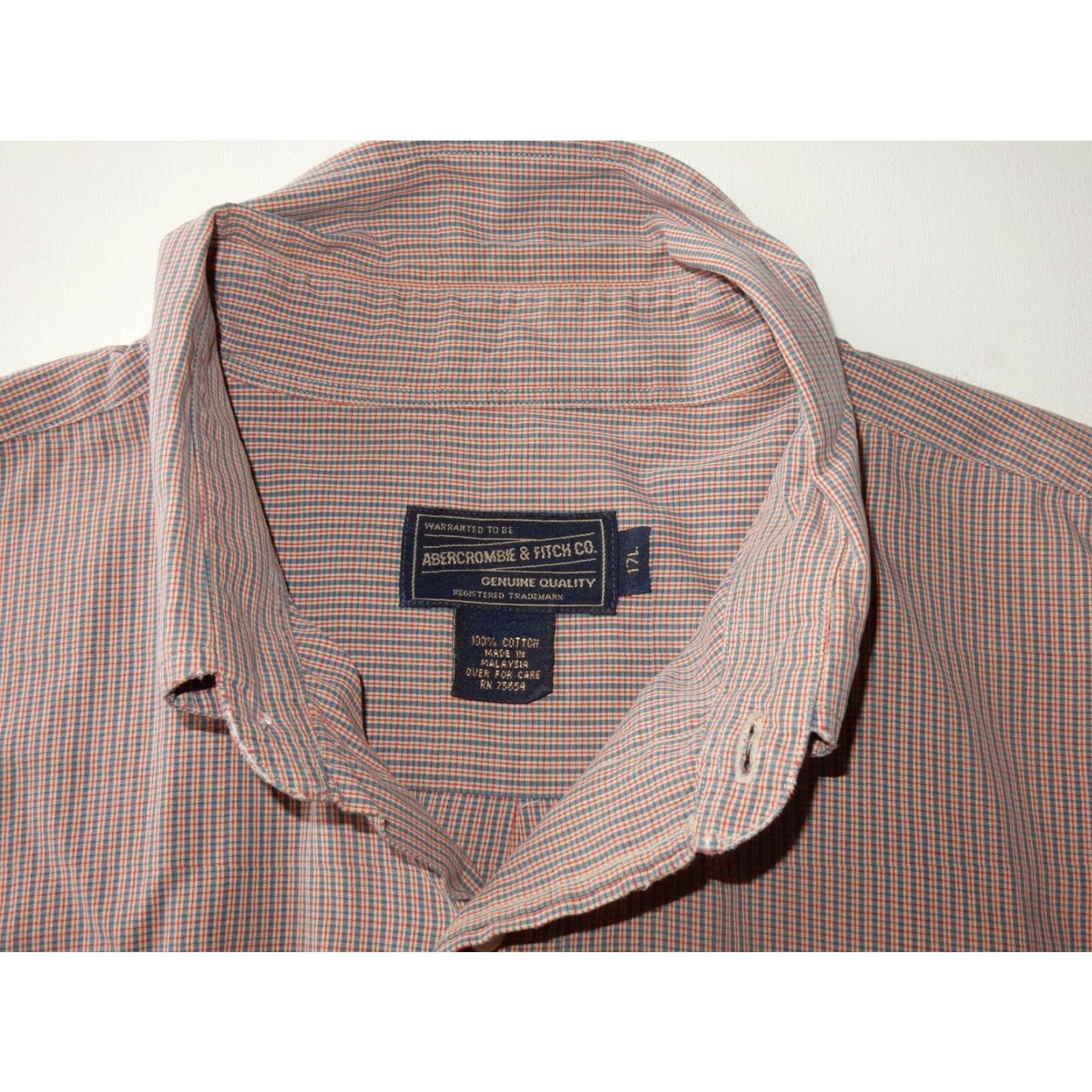 Abercrombie & Fitch VINTAGE Abercrombie & Fitch Men's Long Sleeve Plaid Button-Up Shirt Size L Adults Red & Blue Size US L / EU 52-54 / 3 - 6 Thumbnail